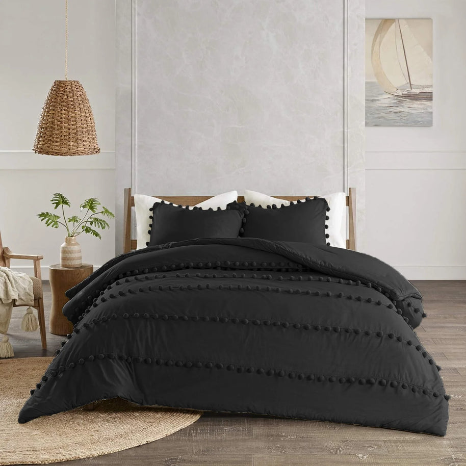 Soft Loop Duvet Set - King / Black