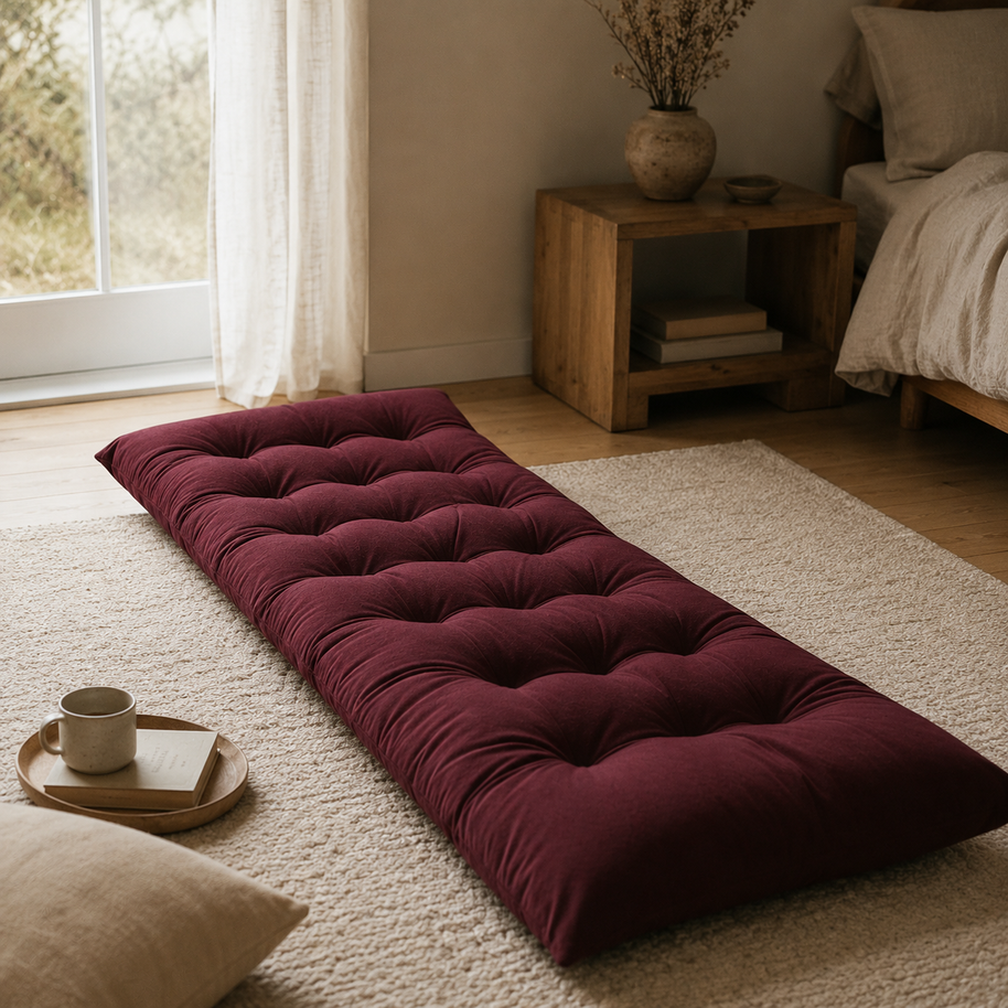 Velvet Floor Mattress - Maroon
