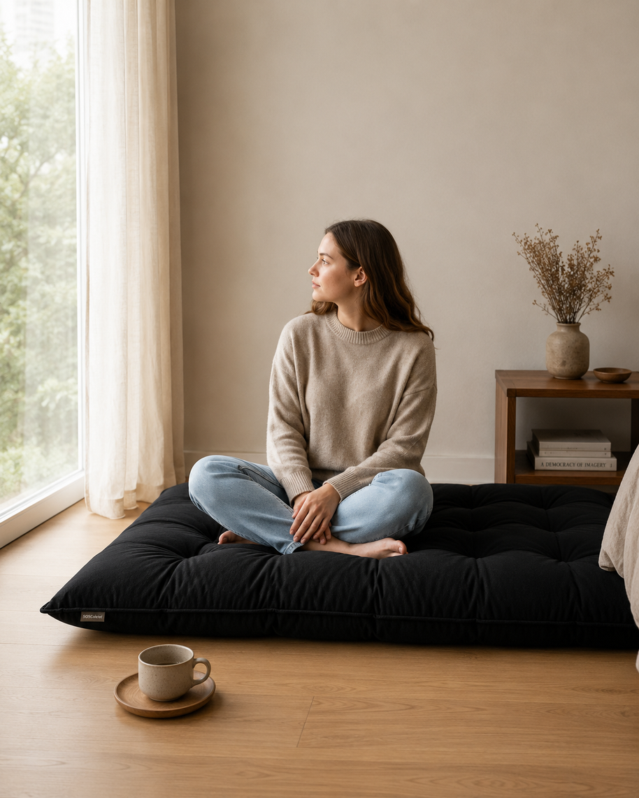 Velvet Floor Mattress - Black
