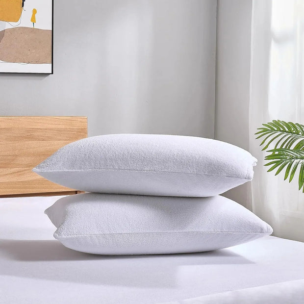 Cotton Terry Waterproof Pillow - Just Covers / White