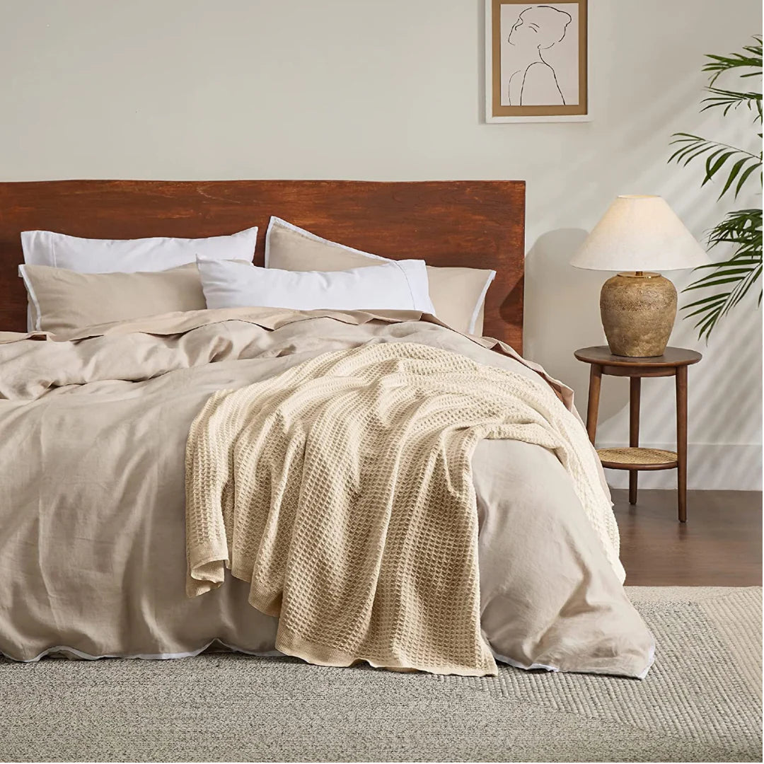 Waffle Drift Blanket - Beige -