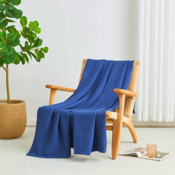 Waffle Drift Blanket - Blue -