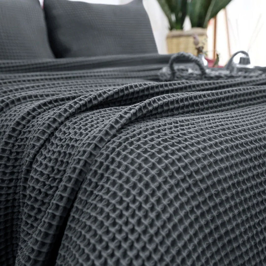 Waffle Drift Blanket - Grey -
