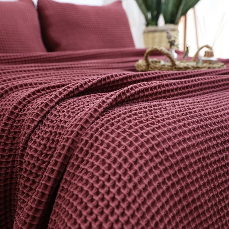 Waffle Drift Blanket - Maroon -