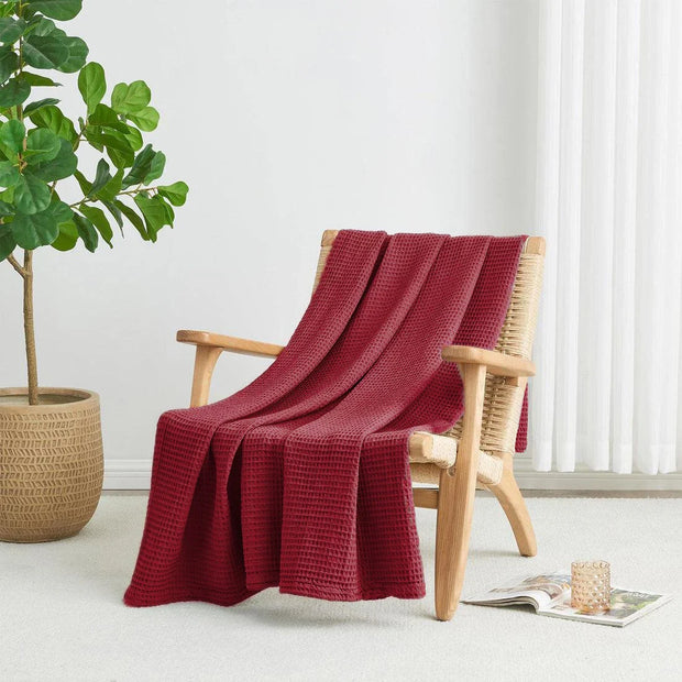 Waffle Drift Blanket - Maroon -