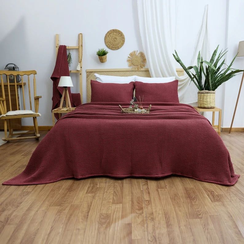 Waffle Drift Blanket - Maroon -