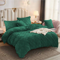Cross Pleated Duvet Set Velvet - King / Zinc