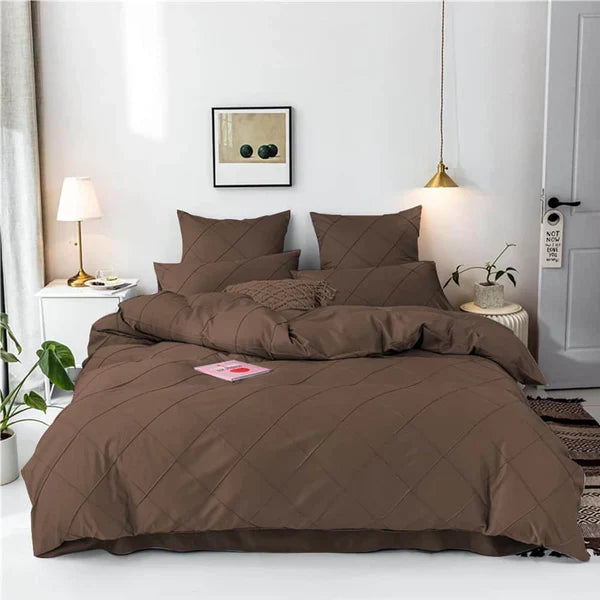 Soft Grid duvet set - King / Brown
