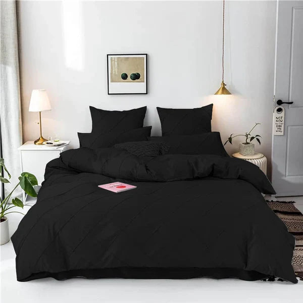 Soft Grid duvet set - King / Black