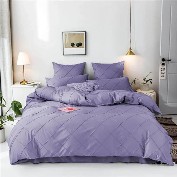 Soft Grid duvet set - King / Plum