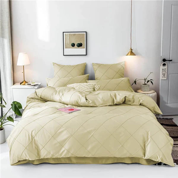 Soft Grid duvet set - King / Cream