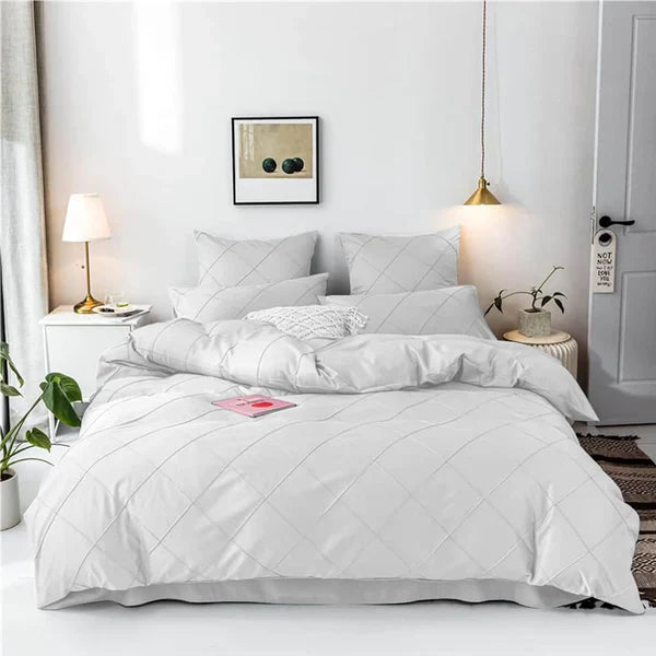 Soft Grid duvet set - King / White