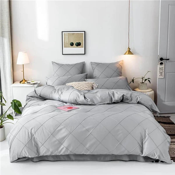 Soft Grid duvet set - King / Grey