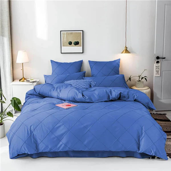 Soft Grid duvet set - King / Blue