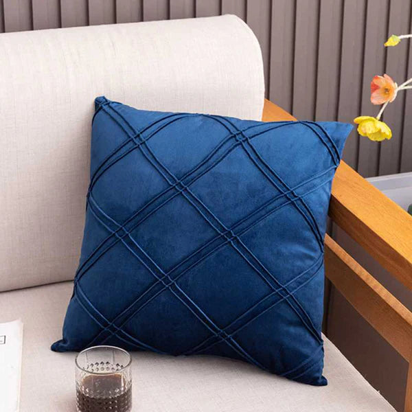 Crosshatch Cushion (Pair) - Cover only / Blue