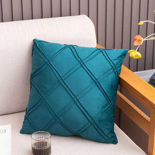 Crosshatch Cushion (Pair) - Cover only / Teal