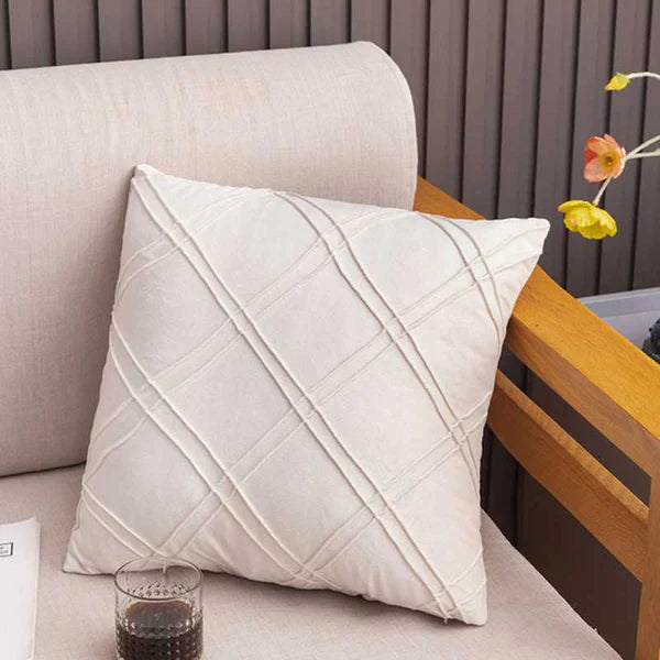Crosshatch Cushion (Pair) - Cover only / White