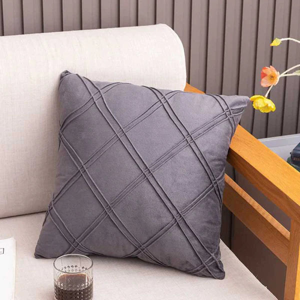 Crosshatch Cushion (Pair) - Cover only / Grey