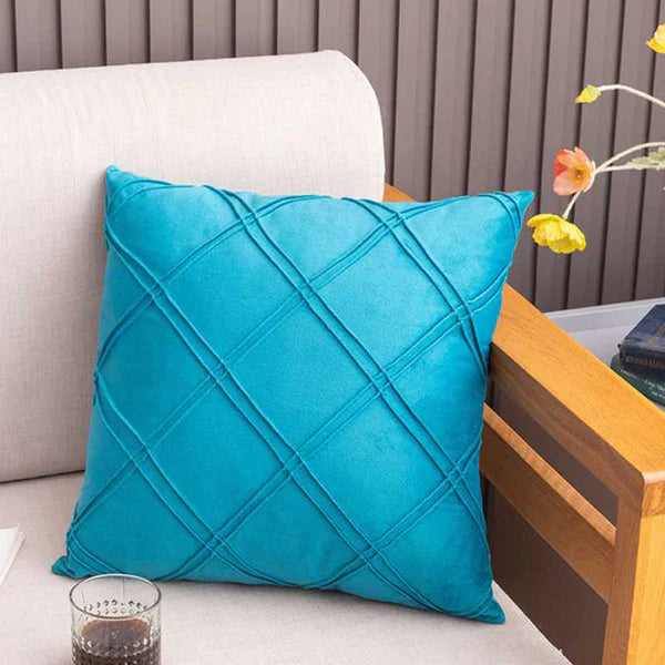 Crosshatch Cushion (Pair) - Cover only / Lake Blue