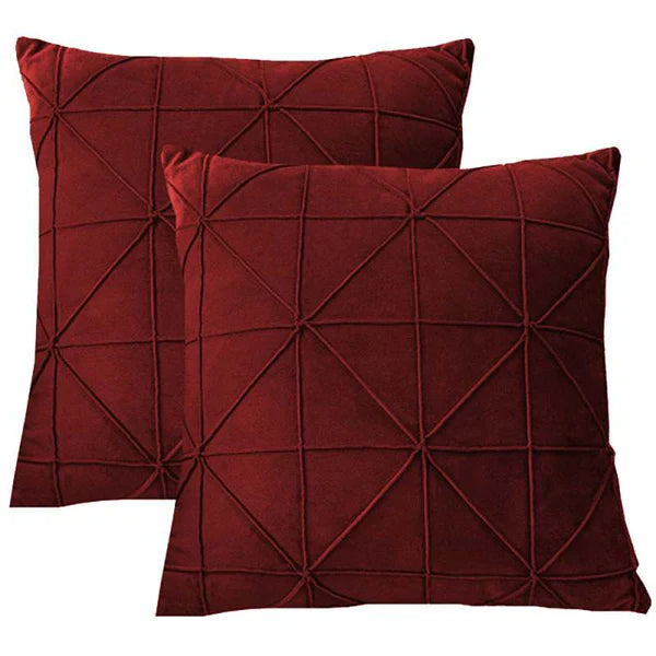 Stargaze Stitch Cushion (Pair) - Cover only / Maroon
