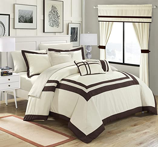 Embellish Patch Pleated Duvet - Cream & Brown