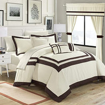 Embellish Patch Pleated Duvet - Cream & Brown