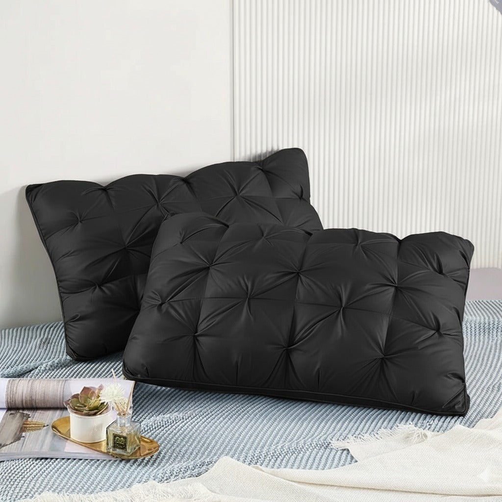 Filled Pintuck Pillows - Pair - Black