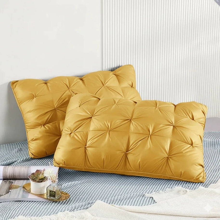 Filled Pintuck Pillows - Pair - Mustard