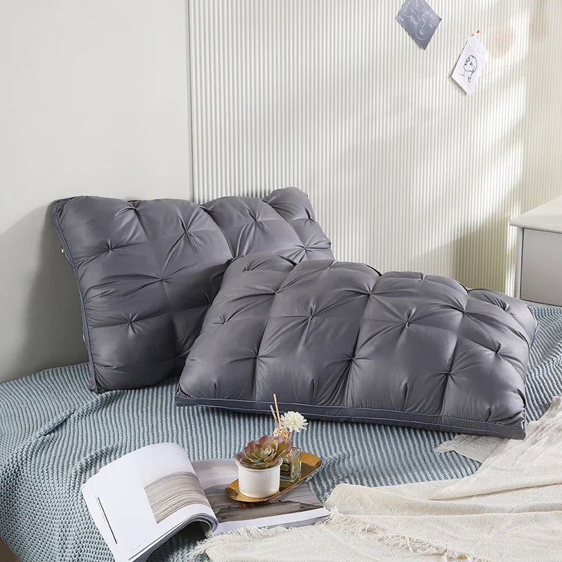 Filled Pintuck Pillows - Pair - Dark Grey