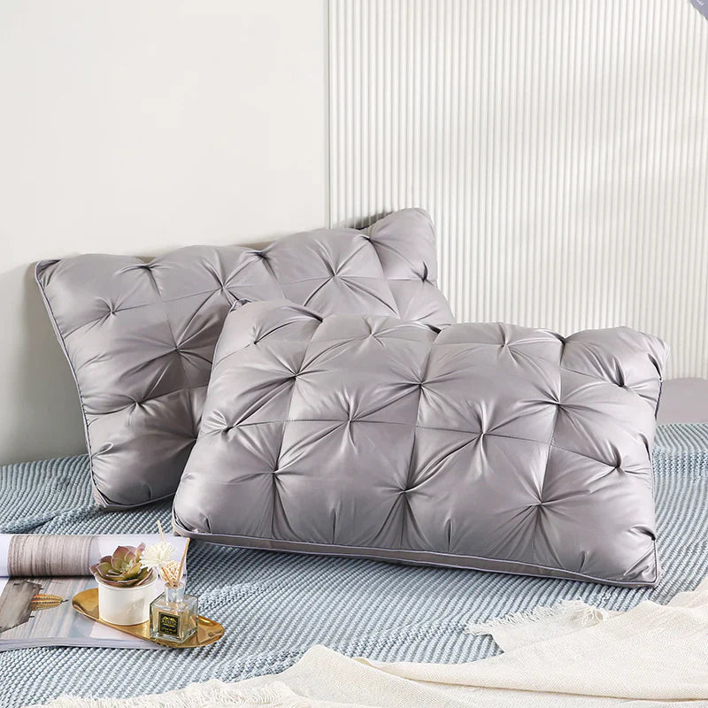 Filled Pintuck Pillows - Pair - Silver