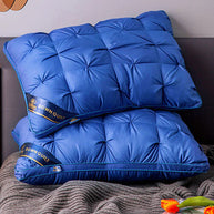 Filled Pintuck Pillows - Pair - Blue