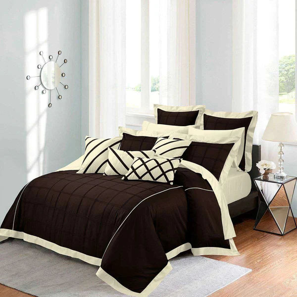 Luxury Box Pleats Duvet - Dual Tone - King / Brown & Grey