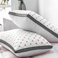 Luxury decorative filled pillows - Pair - Red & Grey