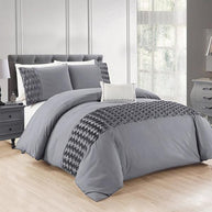 Luxury Twisted Pleated Duvet Set - King / Grey