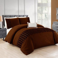 Luxury Twisted Pleated Duvet Set - King / Dark Brown