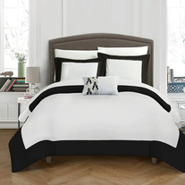 Still Edge Duvet Set - King / White & Black