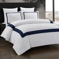 Still Edge Duvet Set - King / White & Blue