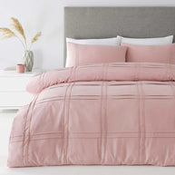 New Luxury Box Pleated Duvet Set - King / Pink