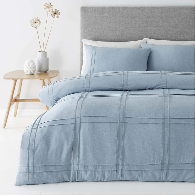 New Luxury Box Pleated Duvet Set - King / Sky Blue