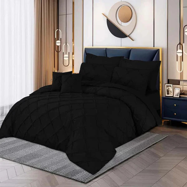 Pintuck Duvet Set - King / Black