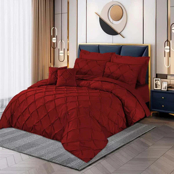 Pintuck Duvet Set - King / Red