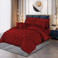Pintuck Duvet Set - King / Red