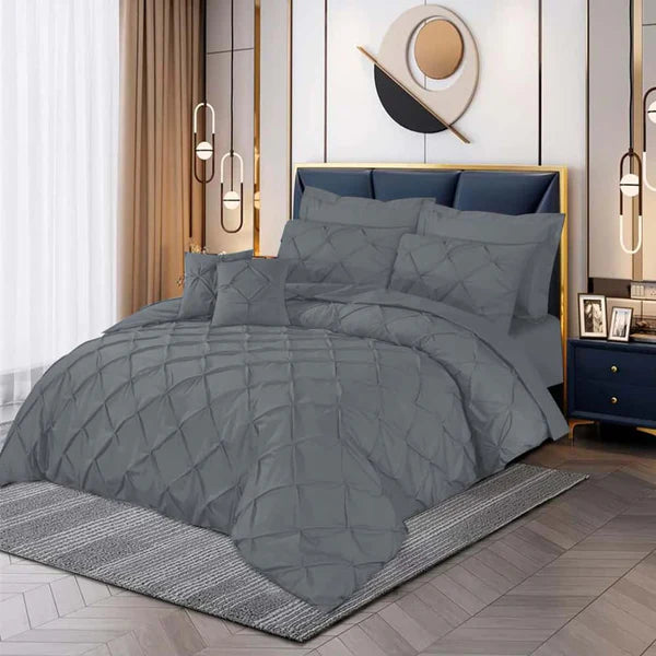 Pintuck Duvet Set - King / Grey