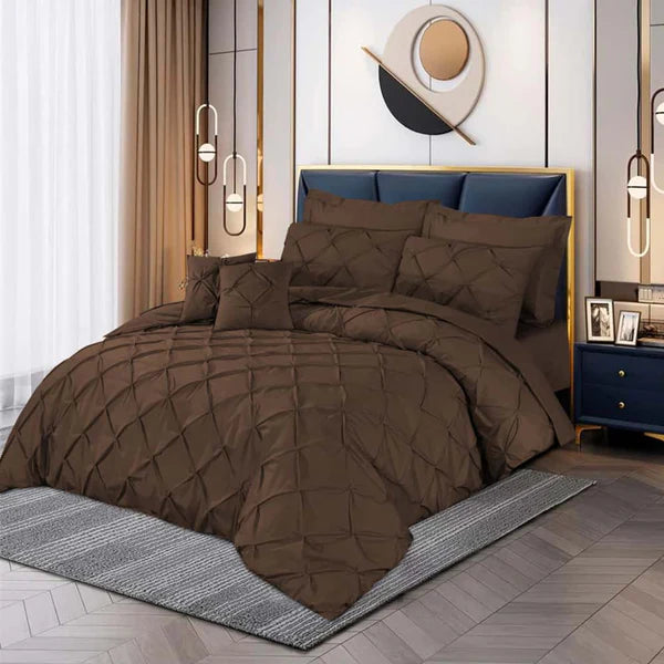 Pintuck Duvet Set - King / Brown