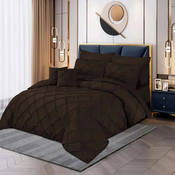 Pintuck Duvet Set - King / Chocolate