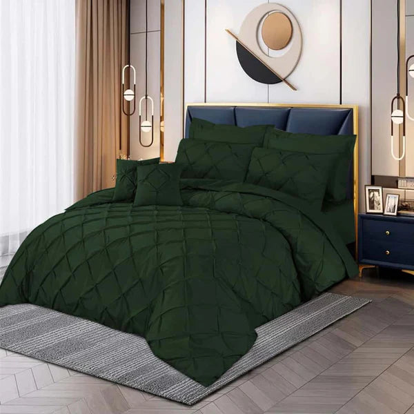 Pintuck Duvet Set - King / Green