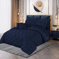 Pintuck Duvet Set - King / Navy Blue