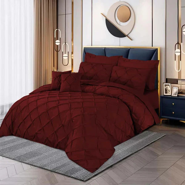 Pintuck Duvet Set - King / Maroon
