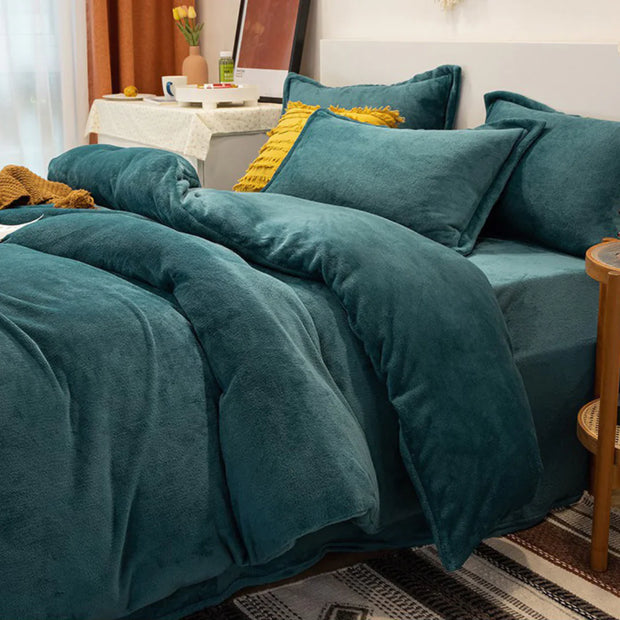 Plain Duvet Set Velvet - King (6 pcs) / Teal