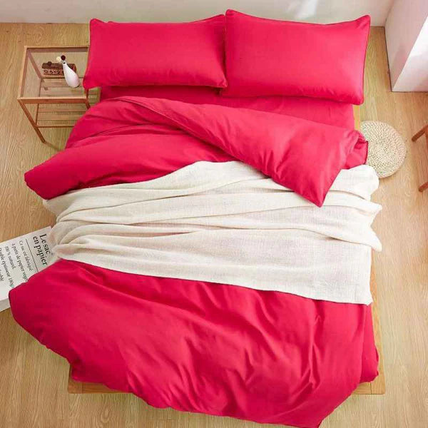 Plain Dyed Duvet Set - King (6 pcs) / Dark Pink